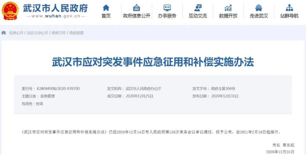 武汉市政府审议通过 《武汉市应对突发事件 应急征用和补偿实施办法》
